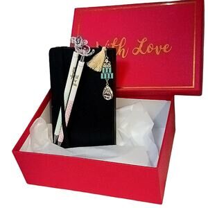 Journal GIFT SET Black Hardcover Notebook Fancy Bookmark insert Pencil Duo‎ NEW!